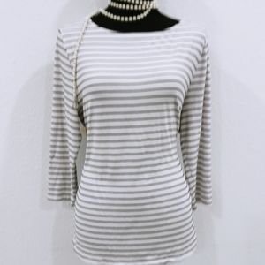 A New Day White With Black Stripes Long Sleeve Size XXL Womens Long Sleeve Top